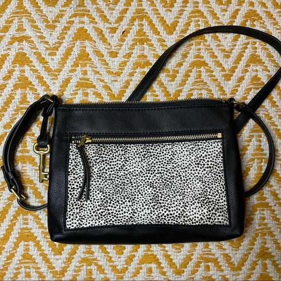 Fossil Fiona Black leather and mohair crossbody - Picture 2 of 3